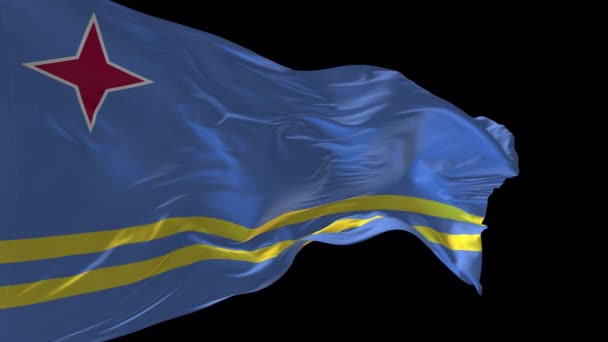 Animace Národní Vlajky Aruby Vlnící Větru Alfa Kanál Přítomen — Stock video