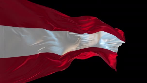 Animation Den Österrikiska Flaggan Viftande Vinden Alfakanalen Närvarande — Stockvideo