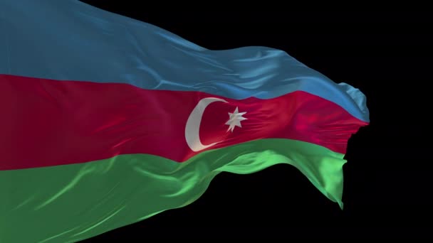 Animation Der Nationalflagge Von Aserbaidschan Die Wind Weht Der Alpha — Stockvideo