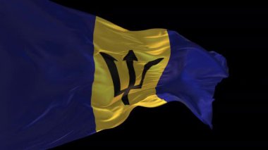 Rüzgarda sallanan Barbados bayrağının 3D animasyonu. Alfa kanalı mevcut..