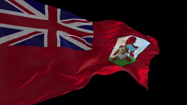 Animace Národní Vlajky Bermudy Vlnící Větru Alfa Kanál Přítomen — Stock video