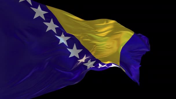 Animation Της Εθνικής Σημαίας Της Βοσνίας Και Ερζεγοβίνης Κυματίζει Στον — Αρχείο Βίντεο