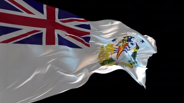 Animace Národní Vlajky Britského Antarktického Území Vlnící Větru Alfa Kanál — Stock video