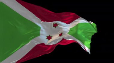Burundi 'nin rüzgarda dalgalanan ulusal bayrağının 3D animasyonu. Alfa kanalı mevcut..