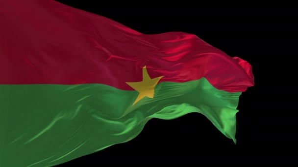 Animace Národní Vlajky Burkina Faso Mávající Větru Alfa Kanál Přítomen — Stock video