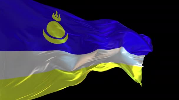 Animation Της Εθνικής Σημαίας Της Buryatia Κυματίζει Στον Άνεμο Κανάλι — Αρχείο Βίντεο