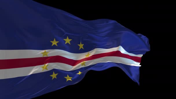 Animatie Van Nationale Vlag Van Kaapverdië Wapperend Wind Het Alfa — Stockvideo