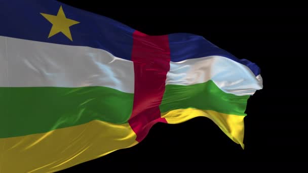 Animace Národní Vlajky Středoafrické Republiky Vlnící Větru Alfa Kanál Přítomen — Stock video
