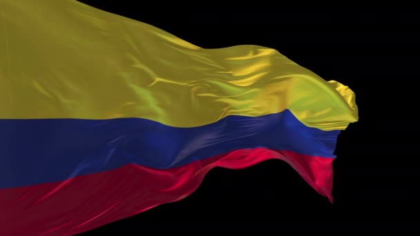 Animation Colombias Nationella Flagga Viftande Vinden Alfakanalen Närvarande — Stockvideo