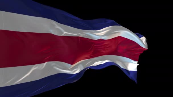 Animacja Flagi Narodowej Kostaryki Machając Wietrze Kanał Alfa Jest Obecny — Wideo stockowe