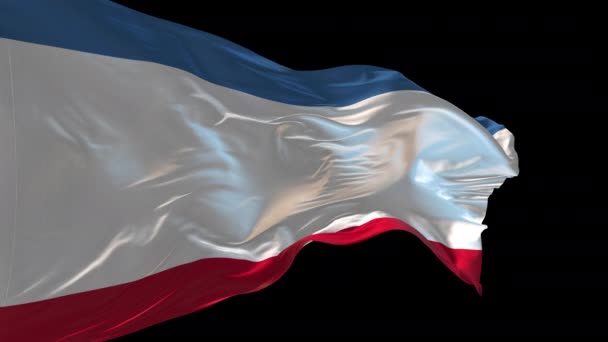 Animation Της Εθνικής Σημαίας Της Κριμαίας Κυματίζει Στον Άνεμο Κανάλι — Αρχείο Βίντεο