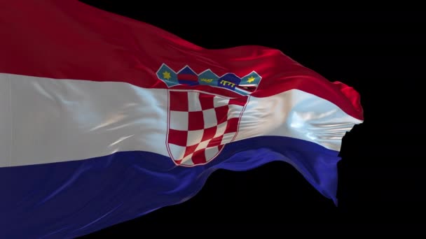 Animation Της Εθνικής Σημαίας Της Κροατίας Κυματίζει Στον Άνεμο Κανάλι — Αρχείο Βίντεο