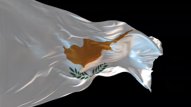 Animace Národní Vlajky Kypru Vlnící Větru Alfa Kanál Přítomen — Stock video