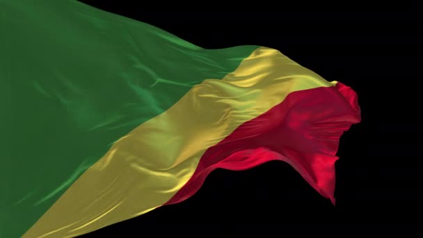 Animace Národní Vlajky Konžské Republiky Vlnící Větru Alfa Kanál Přítomen — Stock video