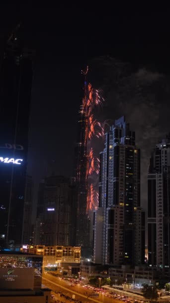 Dubai Verenigde Arabische Emiraten 2023 Verticale Schietpartij Dubai Wolkenkrabber Tijdens — Stockvideo