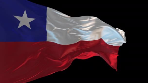 Animation Της Εθνικής Σημαίας Της Χιλής Κυματίζει Στον Άνεμο Κανάλι — Αρχείο Βίντεο
