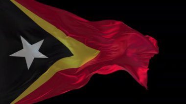 Doğu Timor 'un rüzgarda dalgalanan ulusal bayrağının 3D animasyonu. Alfa kanalı mevcut..
