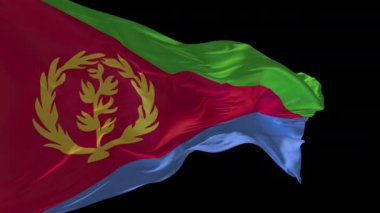 Rüzgarda sallanan Eritre bayrağının 3D animasyonu. Alfa kanalı mevcut..
