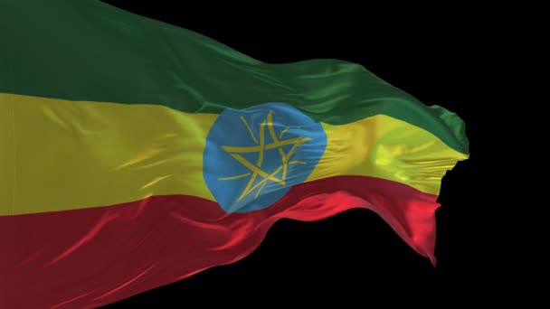 Animation Της Εθνικής Σημαίας Της Αιθιοπίας Κυματίζει Στον Άνεμο Κανάλι — Αρχείο Βίντεο