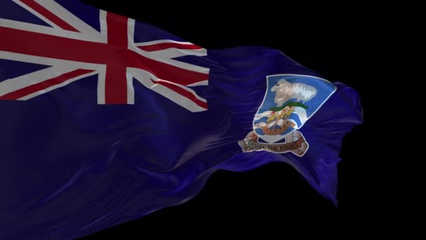 Animation Der Nationalflagge Der Falklandinseln Die Wind Weht Der Alpha — Stockvideo