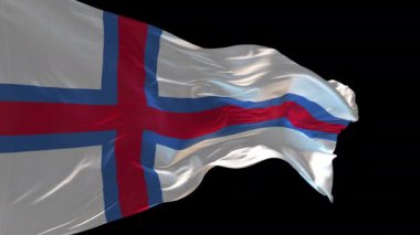 Faroe Adasının rüzgarda dalgalanan ulusal bayrağının 3D animasyonu. Alfa kanalı mevcut..