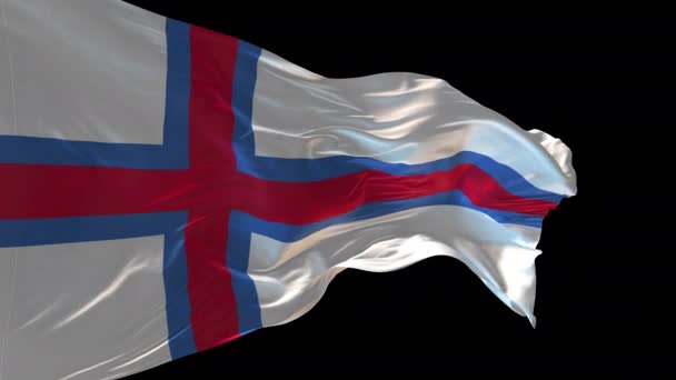 Animation Της Εθνικής Σημαίας Της Νήσου Φερόε Κυματίζει Στον Άνεμο — Αρχείο Βίντεο
