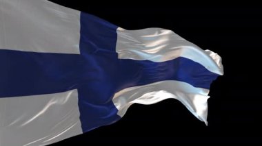 Finlandiya bayrağının rüzgarda dalgalanırken 3D animasyonu. Alfa kanalı mevcut..