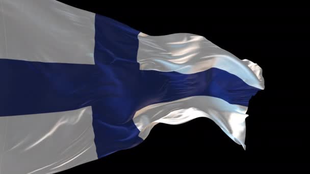 Animation Της Εθνικής Σημαίας Της Φινλανδίας Κυματίζει Στον Άνεμο Κανάλι — Αρχείο Βίντεο