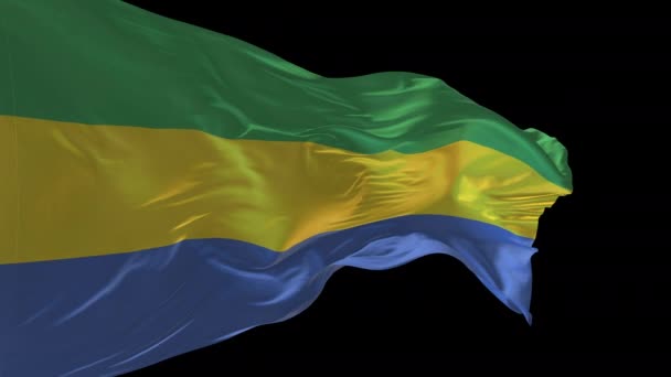 Gabon Rüzgarda Sallanan Ulusal Bayrağının Animasyonu Alfa Kanalı Mevcut — Stok video