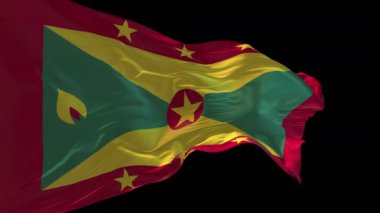 Rüzgarda sallanan Grenada bayrağının 3D animasyonu. Alfa kanalı mevcut..