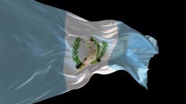 Guatemala 'nın rüzgarda dalgalanan ulusal bayrağının 3D animasyonu. Alfa kanalı mevcut..