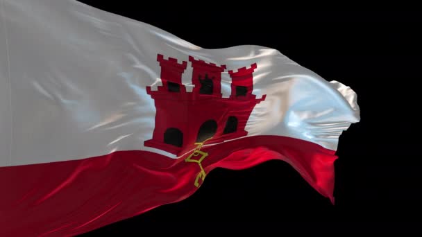 Animazione Della Bandiera Nazionale Gibilterra Che Sventola Nel Vento Canale — Video Stock