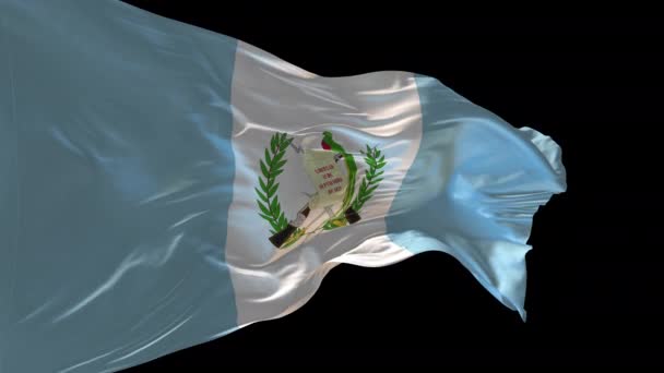 Animation Της Εθνικής Σημαίας Της Γουατεμάλας Κυματίζει Στον Άνεμο Κανάλι — Αρχείο Βίντεο