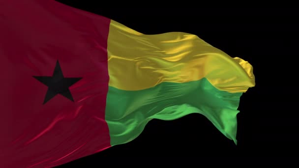 Animace Národní Vlajky Guineje Biisy Vlnící Větru Alfa Kanál Přítomen — Stock video