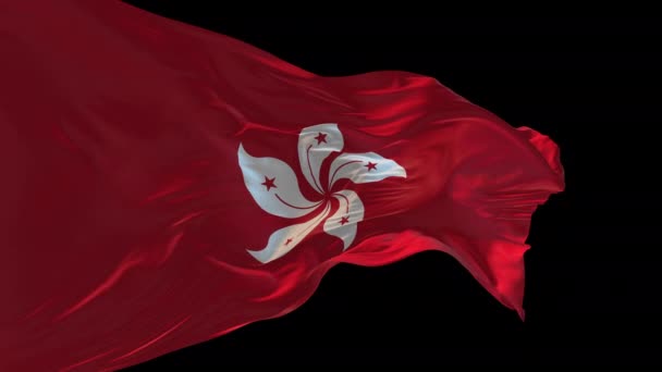 Animation Den Nationella Flaggan Hongkong Vinkar Vinden Alfakanalen Närvarande — Stockvideo
