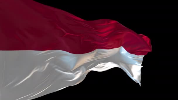 Animatie Van Nationale Vlag Van Indonesië Wapperend Wind Het Alfa — Stockvideo
