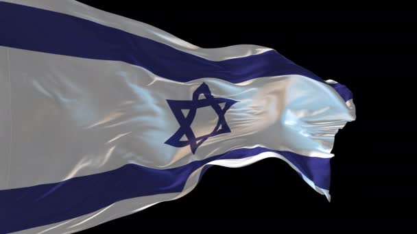 風を振るイスラエルの国旗の3Dアニメーション アルファチャンネルが存在する — ストック動画