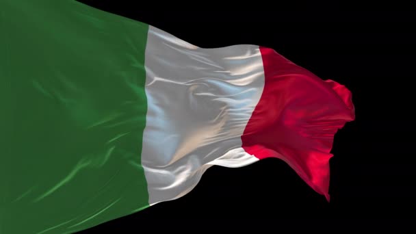 意大利国旗在风中飘扬的3D动画 阿尔法通道已经存在 — 图库视频影像