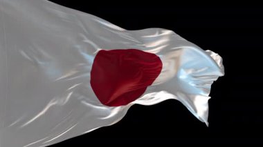 Japonya 'nın rüzgarda dalgalanan ulusal bayrağının 3D animasyonu. Alfa kanalı mevcut..