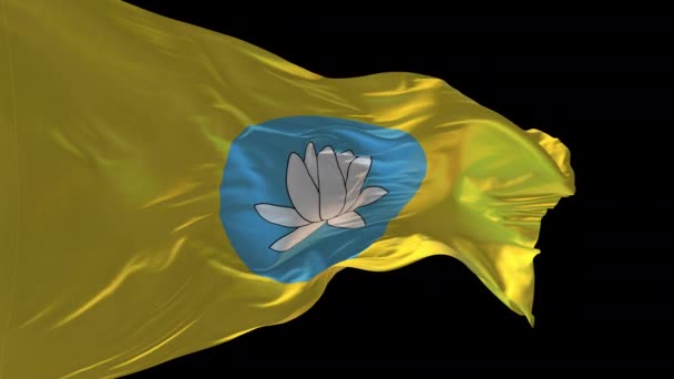 Animation Der Kalmückischen Nationalflagge Die Wind Weht Der Alpha Kanal — Stockvideo