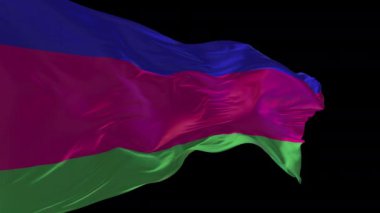Kuban Halk Cumhuriyeti 'nin rüzgarda sallanan ulusal bayrağının 3D animasyonu. Alfa kanalı mevcut..