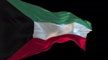 Rüzgarda sallanan Kuveyt bayrağının 3D animasyonu. Alfa kanalı mevcut..