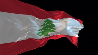Lübnan bayrağının rüzgarda dalgalanan 3D animasyonu. Alfa kanalı mevcut..