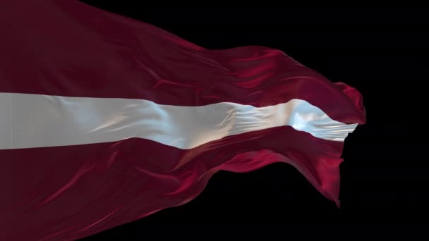 Анимация Государственного Флага Латвии Машущего Ветром Альфа Канал Присутствует — стоковое видео