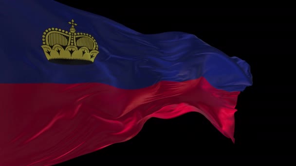 Анимация Государственного Флага Лихтенштейна Машущего Ветром Альфа Канал Присутствует — стоковое видео