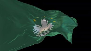 Rüzgarda dalgalanan Macau bayrağının 3D animasyonu. Alfa kanalı mevcut..