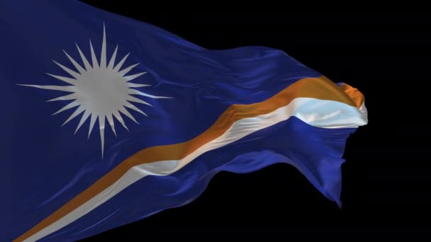 Анімація Національного Прапора Маршаллових Островів Махають Вітрі Альфа Канал Присутній — стокове відео