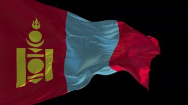 Rüzgarda sallanan Moğolistan bayrağının 3D animasyonu. Alfa kanalı mevcut..