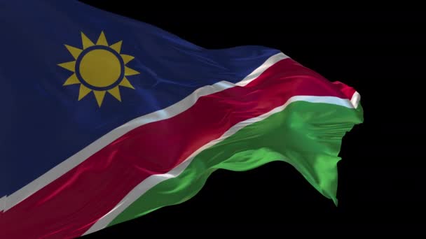 Animatie Van Nationale Vlag Van Namibië Wapperend Wind Het Alfa — Stockvideo