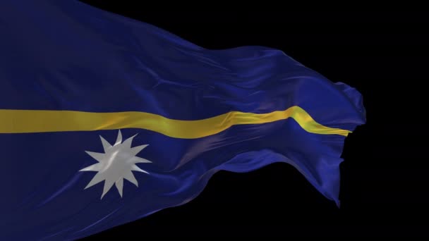Animace Národní Vlajky Nauru Vlnící Větru Alfa Kanál Přítomen — Stock video